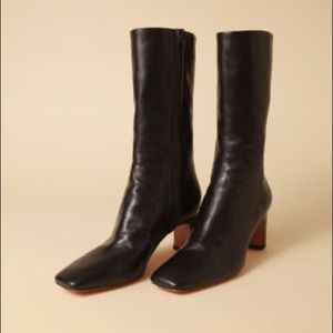 Rouje black leather mid calf boots size 40